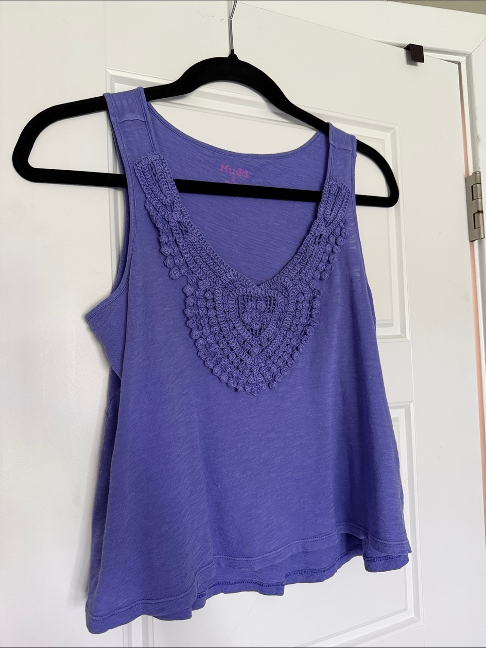 Mudd Lavender Crochet-Front Tank Top